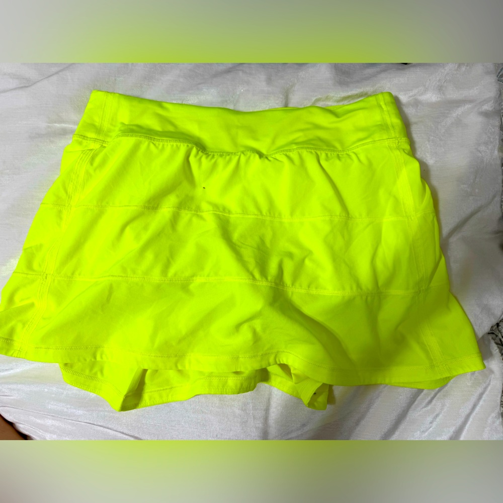 Lululemon Pace Rival, neon yellow skirt, size 8